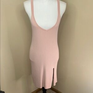 BCBGMaxAzria Pink Ribbed Bodycon Dress with Slit